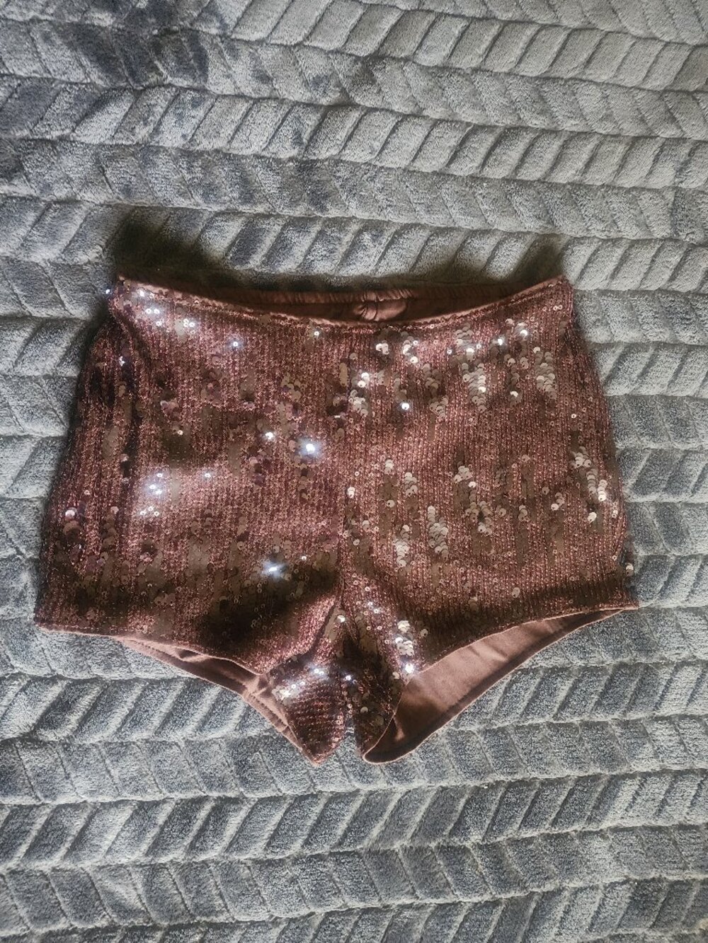 Sparkly Brown Sequin High Waisted Shorts